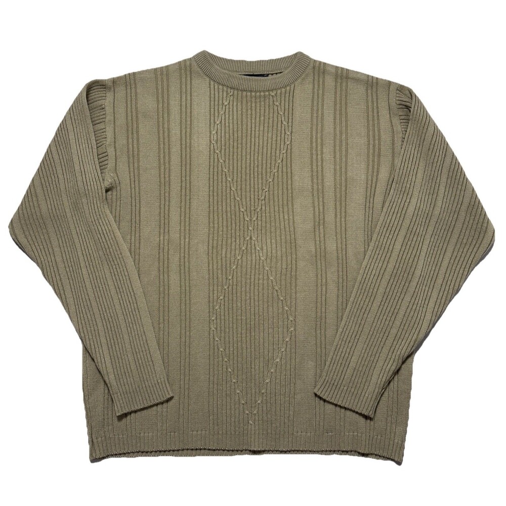 A. Adams & Spire Mens M Wool Blend Preppy Cable Knit Crewneck Sweater